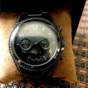 MICHAEL KORS BLAIR BLACK S/STEEL, CHRONO. CRYSTAL GLITZ WATCH MK5686